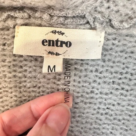 Entro Cardigan Sweater Women's Size M Colorblock Striped Open Front Grandmacore - Picture 3 of 8